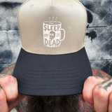 SLEEP DEAD BLACK & SAND CURVED BILL TRUCKER HAT