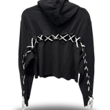 LOVE DON'T PAY STITCHES CROP HOODIE
