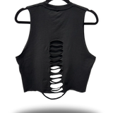 OUTLAW WOMAN ROAD RASH BLACK BELLY CROP TANK