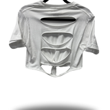 ROAD RASH FRONT TIE WHITE CROP TOP