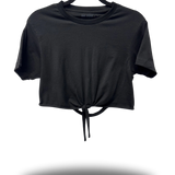 ROAD RASH FRONT TIE BLACK CROP TOP
