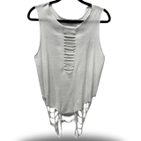 ROAD RASH FRONT CUT WHITE CROP TANK TOP