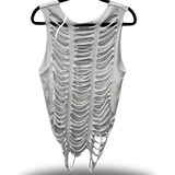 ROAD RASH FRONT CUT WHITE CROP TANK TOP