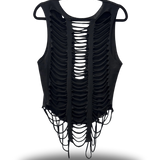 ROAD RASH FRONT CUT BLACK CROP TANK TOP
