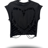 ROAD RASH HEART BLACK CROP TOP
