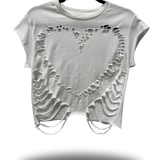 ROAD RASH HEART WHITE CROP TOP