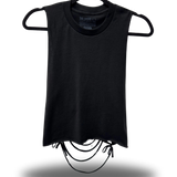 ROAD RASH BUTTERFLY CUT BLACK CROP TANK