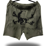 PUNK CROSSBONE SKULL GREEN GYM SHORTS