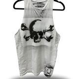 PUNK OUTLAW CROSSBONE SKULL WHITE STRINGER