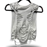 ROAD RASH BACK X SLASHED WHITE CROP TANK