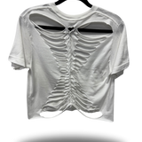ROAD RASH BACK SLASHED BRAIDED WHITE CROP TOP