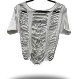 ROAD RASH V BRAIDED FRONT WHITE CROP TOP