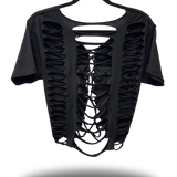 ROAD RASH V BRAIDED FRONT BLACK CROP TOP