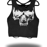 DESTRUCTION BLACK CROP TANK TOP