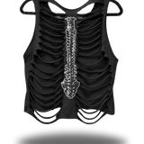 DESTRUCTION BLACK CROP TANK TOP