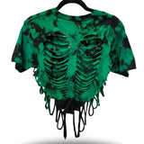 ROAD RASH GREEN & BLACK  DYE CROP TOP