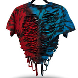 ROAD RASH RED BLACK & BLUE TIE DYE CROP TOP