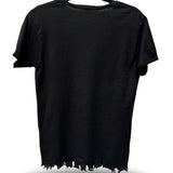 ROAD RASH FRINGED BOTTON BLACK TEE