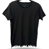 ROAD RASH FRINGED BOTTON BLACK TEE