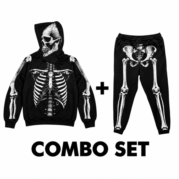 SKELETON HODDIE/SWEATPANT OVERSIZED PRINT COMBO SET
