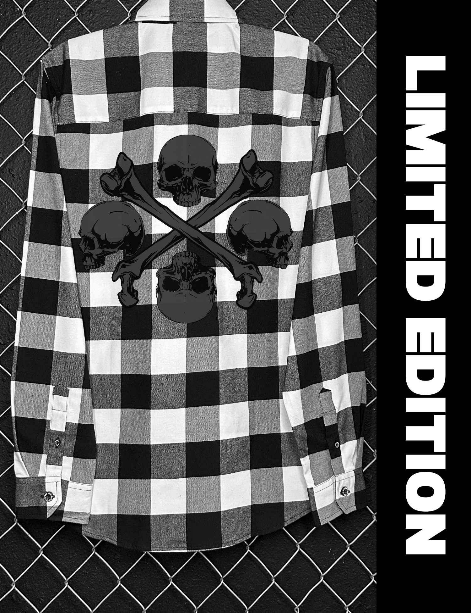 TDC CROSSBONE BLACK/WHITE FLANNEL - The Drive Clothing
