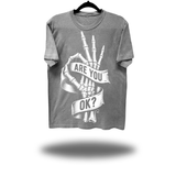 ARE YOU OK OVERSIZE PRINT VINTAGE TEE *GREY*