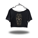 DEAD COFFIN WIDENECK OVERSIZED BLACK CROP TOP