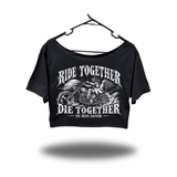 TOGETHER FOREVER WIDENECK OVERSIZED BLACK CROP TOP