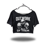 OUTWORK SKULL WIDENECK OVERSIZED BLACK CROP TOP