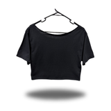 CRIMSON GAZE WIDENECK OVERSIZED BLACK CROP TOP
