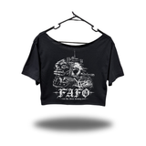 FAFO TANK WIDENECK OVERSIZED BLACK CROP TOP