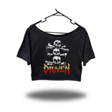 SKULL STACK WIDENECK OVERSIZED BLACK CROP TOP