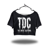 TDC GRUNGE WIDENECK OVERSIZED BLACK CROP TOP