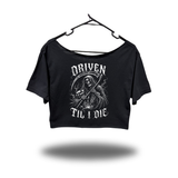 DIE REAPER WIDENECK OVERSIZED BLACK CROP TOP