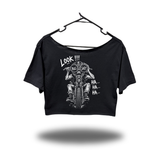 LOOK WIDENECK OVERSIZED BLACK CROP TOP