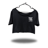 TDC GRUNGE WIDENECK OVERSIZED BLACK CROP TOP