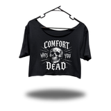 WANTS YOU DEAD WIDENECK OVERSIZED BLACK CROP TOP