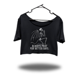 BETTER DAYS WIDENECK OVERSIZED BLACK CROP TOP
