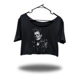 FRANKY WIDENECK OVERSIZED BLACK CROP TOP