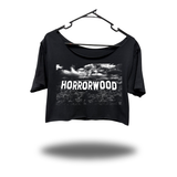 HORRORWOOD WIDENECK OVERSIZED BLACK CROP TOP