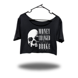 NEVER CHANGED WIDENECK OVERSIZED BLACK CROP TOP