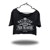F*CK THE HATERS WIDENECK OVERSIZED BLACK CROP TOP