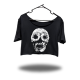 DEAD DAISIES WIDENECK OVERSIZED BLACK CROP TOP