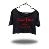 HORROR FILMS WIDENECK OVERSIZED BLACK CROP TOP
