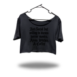 ANTI-SOCIAL WIDENECK OVERSIZED BLACK CROP TOP