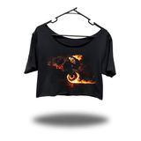 DRIVEN GHOST RIDER WHEELIE WIDENECK OVERSIZED BLACK CROP TOP