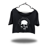 STAY THE COURSE WIDENECK OVERSIZED BLACK CROP TOP