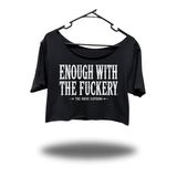 F*CKERY WIDENECK OVERSIZED BLACK CROP TOP