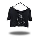 LAST SUMMER WIDENECK OVERSIZED BLACK CROP TOP
