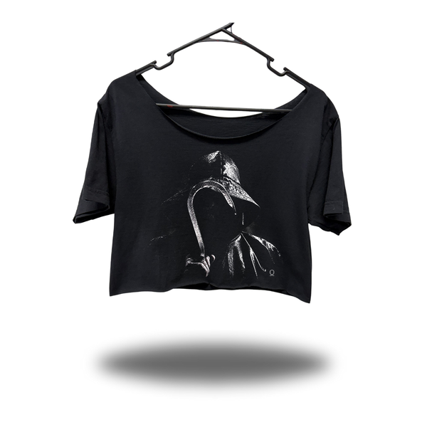 LAST SUMMER WIDENECK OVERSIZED BLACK CROP TOP